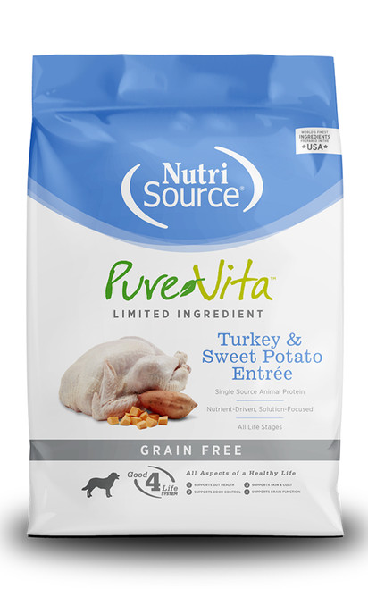 NutriSource PureVita Grain Free Turkey & Sweet Potato Dog Food, 25 lb