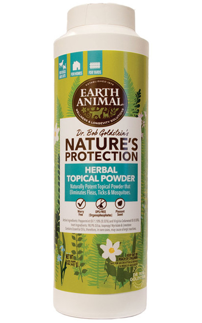 Earth Animal Nature's Protection Flea & Tick Herbal Topical Powder, 8 oz