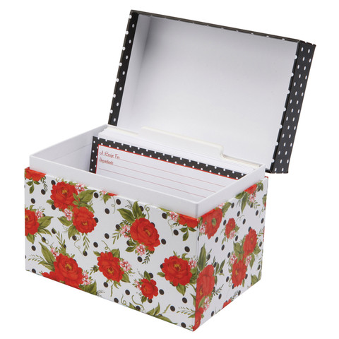 Recipe File Box - Dotted Cottage Rose