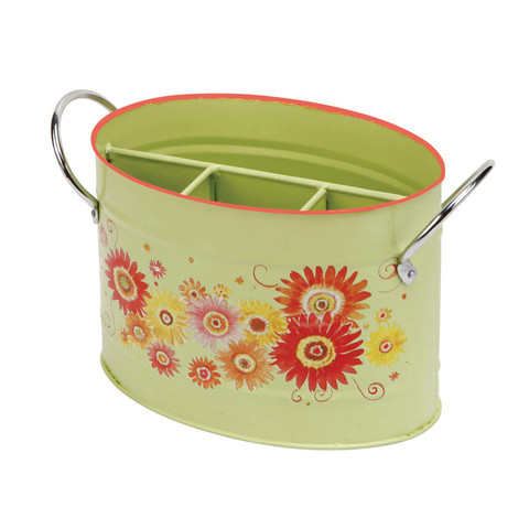 Metal Flatware Caddy - Gerbera Daisies