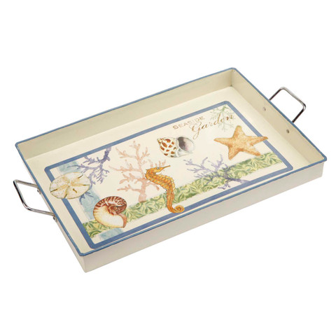 Metal Serving Tray - Seaside Garden