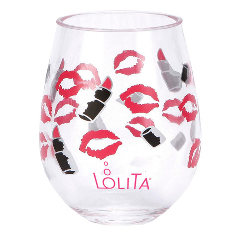 Stemless Acrylic Wine Drinkware Set - Lipstick