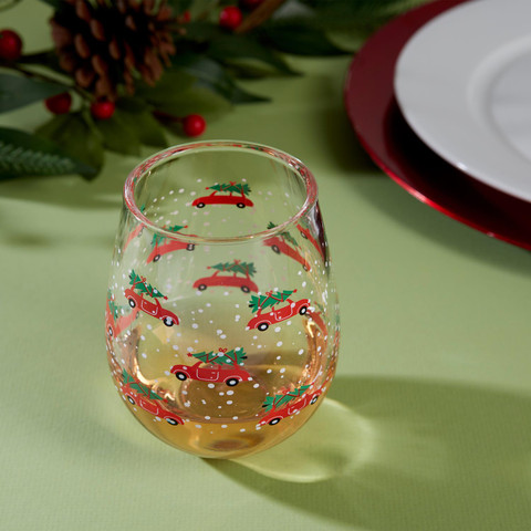 Stemless Acrylic Wine Glass - Red Car