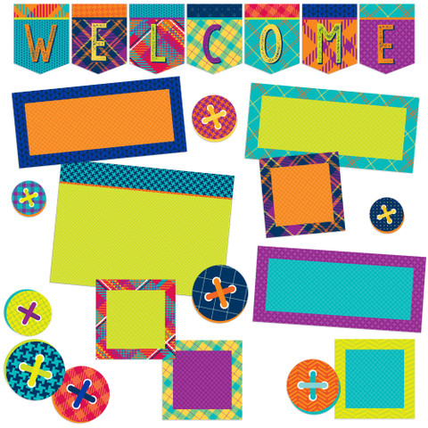 Plaid Attitude Welcome Bulletin Board Set