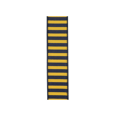 Offray Stripe Spirit Wired Edge Ribbon NavyYellow