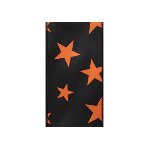 Offray Star Spirit Wired Edge Ribbon OrangeBlack