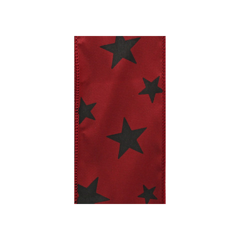 Offray Star Spirit Wired Edge Ribbon BurgundyBlack
