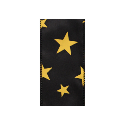 Offray Star Spirit Wired Edge Ribbon BlackYellow
