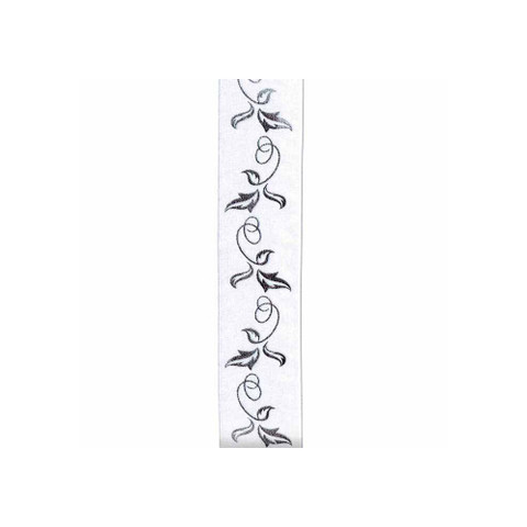 Offray Sheer Vineyard Pattern Ribbon WhiteSilver