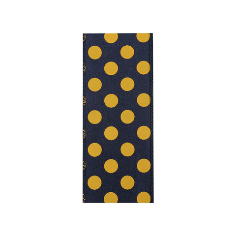Offray Dot Spirit Wired Edge Ribbon NavyWhite