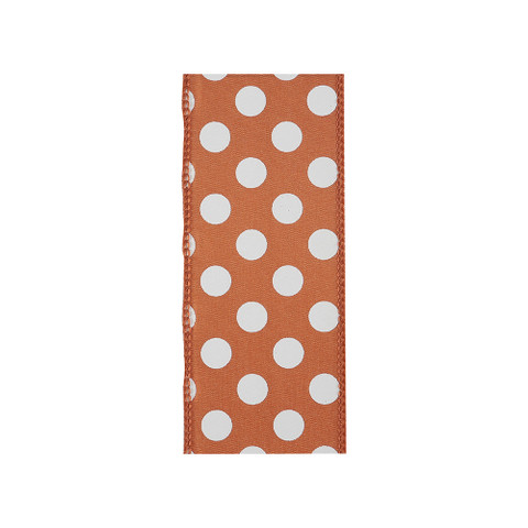 Offray Dot Spirit Wired Edge Ribbon Burnt Orange