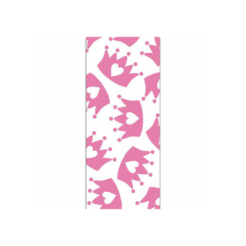 Offray Crystal Crown Pattern Satin Ribbon Hot Pink