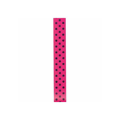 Offray Confetti Polka Dot Grosgrain Ribbon Shocking PinkBlack