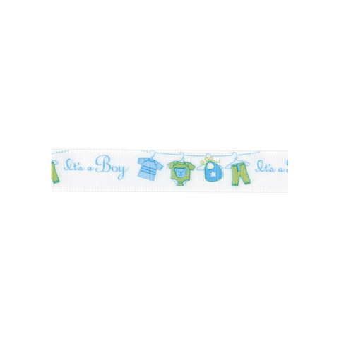 Offray Clothesline Pattern Ribbon Blue