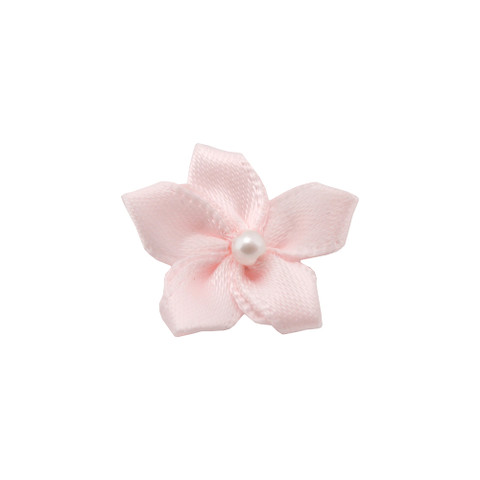Violet Ribbon Flower with Pearl Light Pink