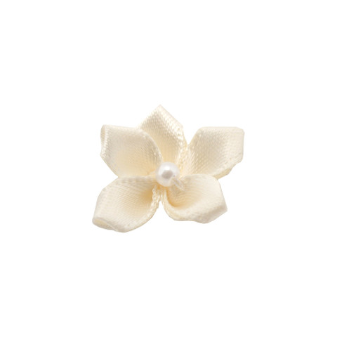 Violet Ribbon Flower with Pearl Cream