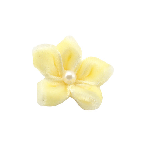 Velvet Ribbon Flower with Pearl Yellow