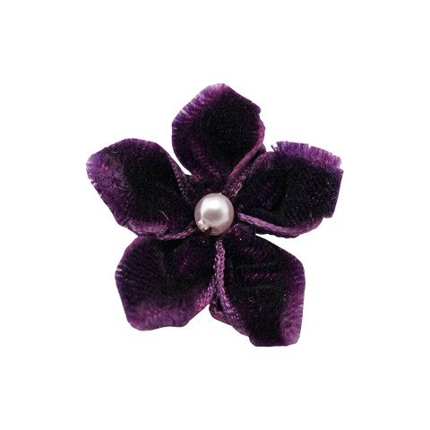 Velvet Ribbon Flower with Pearl Grappa