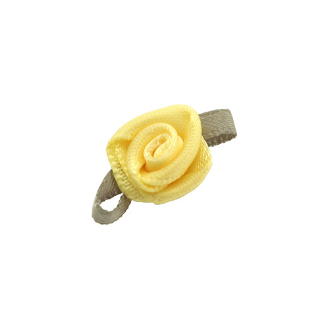 Small Satin Ribbon Rose Lemon
