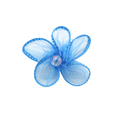 Mini Sheer Ribbon Flower Turquoise