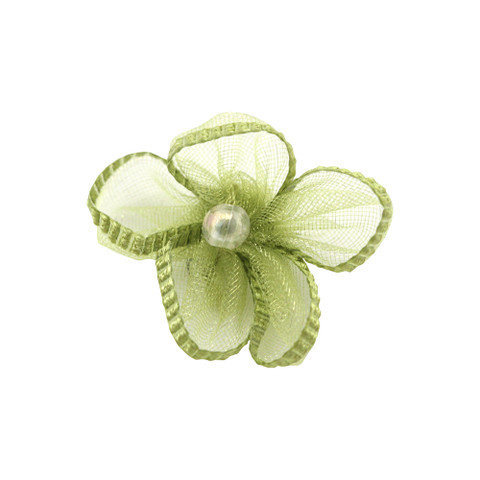 Mini Sheer Ribbon Flower Lemon Grass