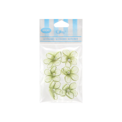 Mini Sheer Ribbon Flower Lemon Grass
