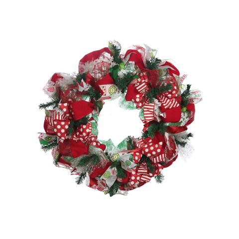 Handcrafted Christmas Spirit GeoMesh Holiday Wreath Red