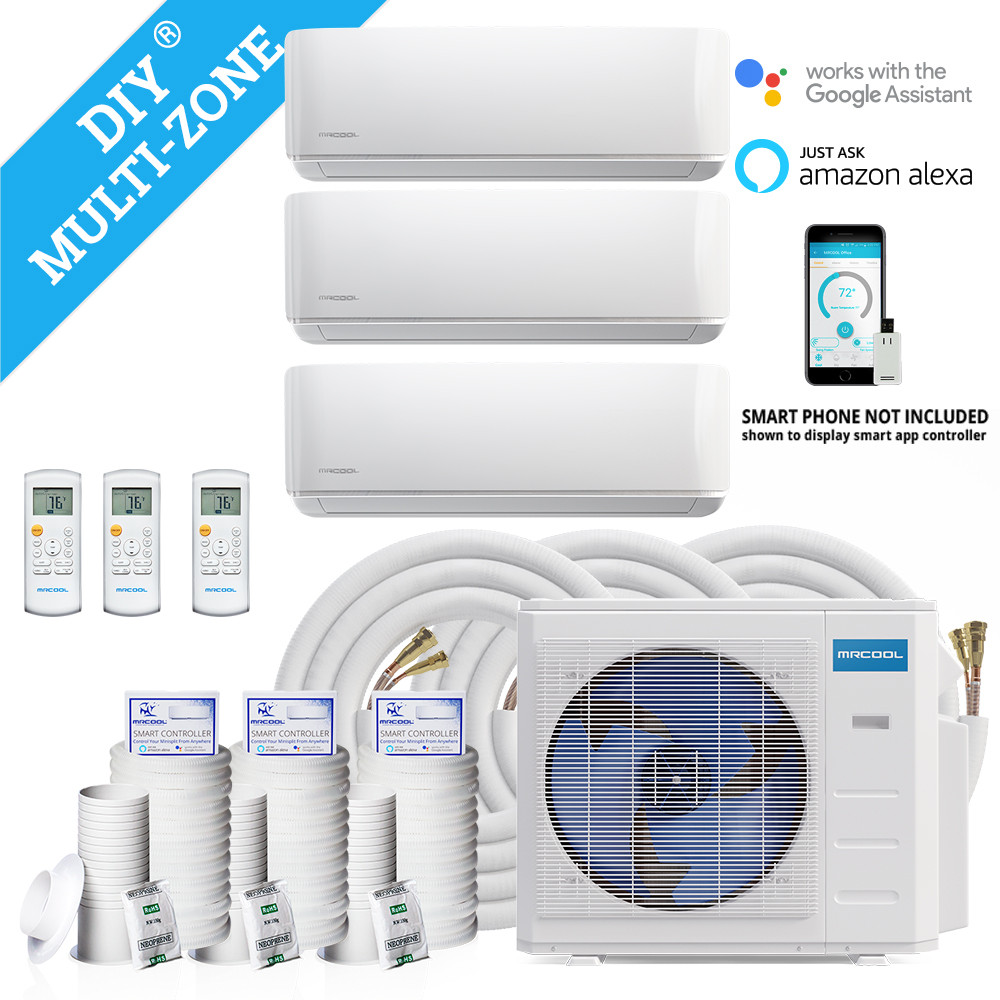 MrCool DIY 36k Btu 21.5 SEER 230 Volt 3 Zone Complete Minisplit 12k+12k+