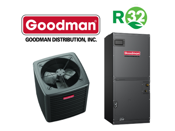 NEW GOODMAN R-32 1.5 Ton 15.2 SEER2 Heat Pump Split System (GLZS4BA1810+AMST24BU1300)