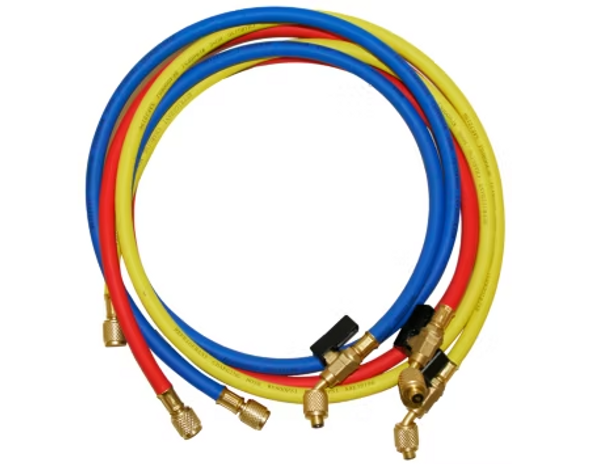 NAVAC - 1/4" Charging Hoses With Ball Valve, 5-Foot Long (NH5SC)