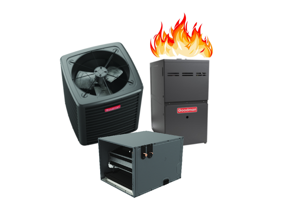 Goodman R-32 2.5 Ton 80% AFUE Horizontal/Upflow Gas Split System - CHOOSE YOUR BTU AND COIL MATCHUP!