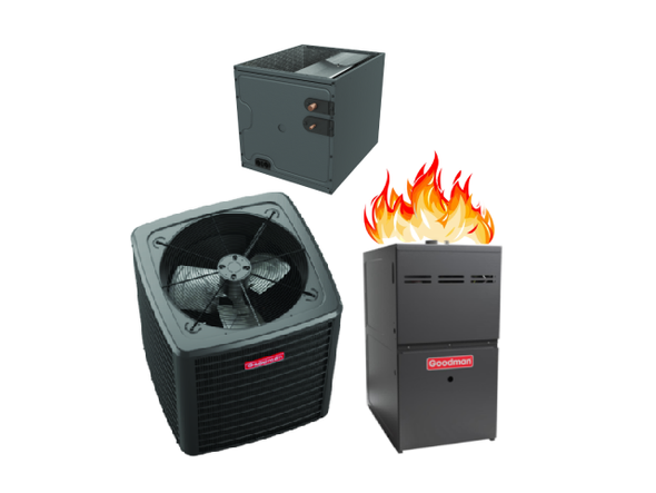 Goodman R-32 3.0 Ton 80% AFUE Vertical/Upflow Gas Split System - CHOOSE YOUR BTU AND COIL MATCHUP!