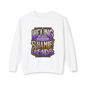 "Healing Begins..." Unisex Statement Crewneck Sweatshirt "Healing Begins..." Unisex Statement Crewneck Sweatshirt