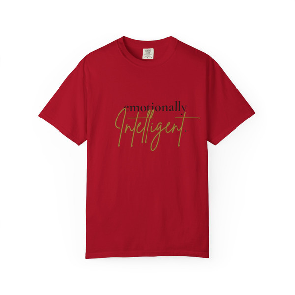 Emotionally Intelligent statement T-shirt featuring bold typography on a unisex tee.