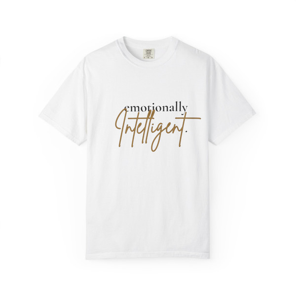 Emotionally Intelligent statement T-shirt featuring bold typography on a unisex tee.Emotionally Intelligent statement T-shirt featuring bold typography on a unisex tee.