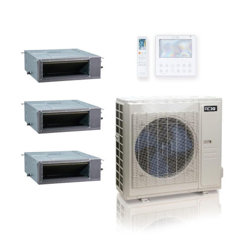 48,000 BTU ACIQ Standard 20.4 SEER2 Tri Zone Concealed Duct Mini Split Heat Pump System - R454B | 230V - 9 + 12 + 12 - ES-48Z-M6C / ACIQ-09CD-HH-MC / ACIQ-12CD-HH-MC-2  Mini Split Systems Direct