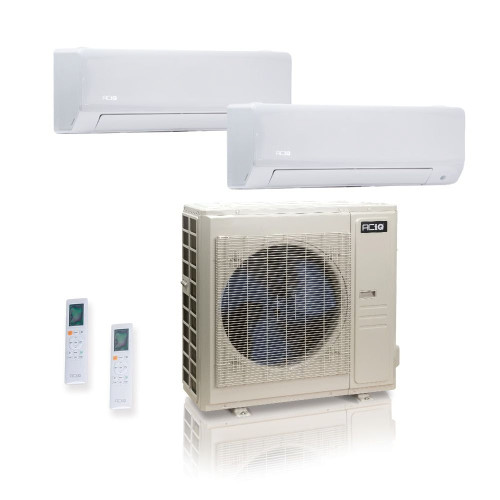 48,000 BTU ACiQ Standard 24 SEER2 Dual Zone Wall Mount Mini Split Heat Pump System - R454B | 230V - 18 + 18 - ES-48Z-M6C / ACIQ-18W-HH-MD-2  Mini Split Systems Direct