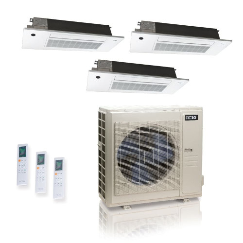 55,000 BTU 22 SEER2 ACiQ Standard 3-Zone Slim Ceiling Cassette Mini Split System | R454B | 230v - 12+12+18 - ES-55Z-M6C / SCC-12-HH-MB-2 / SCC-18-HH-MB  Mini Split Systems Direct
