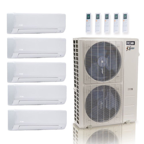 55,000 BTU ACiQ Extreme 22.2 SEER2 5 Zone Wall Mount Mini Split Heat Pump System - R454B | 230V - 6 + 6 + 6 + 6 + 24 - ACiQ-55Z-HH-M6C / ACIQ-06W-HH-MD-4 / ACIQ-24W-HH-MD  Mini Split Systems Direct