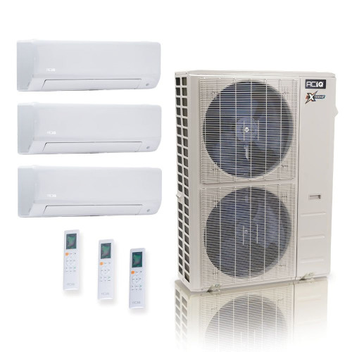 55,000 BTU ACiQ Extreme 22.2 SEER2 Tri Zone Wall Mount Mini Split Heat Pump System - R454B | 230V - 9 + 9 + 24 - ACiQ-55Z-HH-M6C / ACIQ-09W-2 / ACIQ-24W  Mini Split Systems Direct