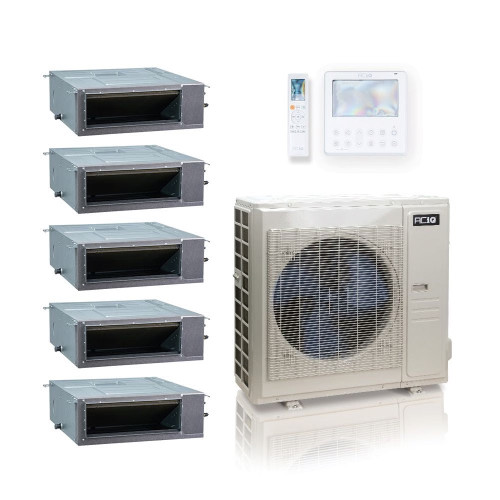 55,000 BTU ACiQ Standard 18 SEER2 5 Zone Concealed Duct Mini Split Heat Pump System - R454B | 230V - 9 + 9 + 9 + 9 + 9 - ES-55Z-M6C / ACIQ-09CD-HH-MC-5  Mini Split Systems Direct