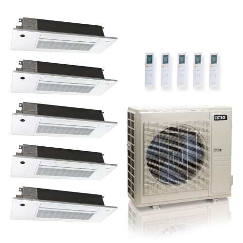 55,000 BTU ACiQ Standard 22 SEER2 5 Zone Slim Ceiling Cassette Mini Split Heat Pump System - R454B | 230V - 6 + 12 + 18 + 18 + 18