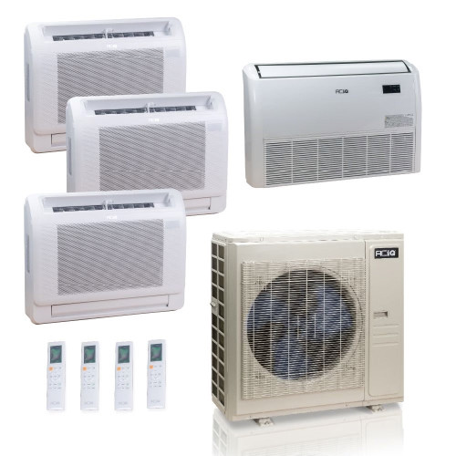 55,000 BTU ACIQ Standard 22 SEER2 Quad Zone Floor Mount Mini Split Heat Pump System - R454B | 230V - 9 + 12 + 12 + 18 - ES-55Z-M6C / ACIQ-09FM / ACIQ-12FM-2 / ACIQ-18FM  Mini Split Systems Direct