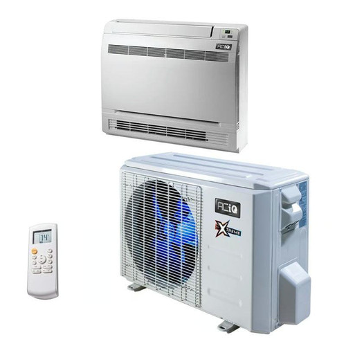 9,000 BTU 23 SEER ACiQ Single Zone Slim Floor Mount Mini Split System | Extreme Series - ACIQ-09FM-HH-MD / ACiQ-09ZPL-HP230C  Mini Split Systems Direct
