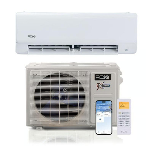 12,000 BTU 25.5 SEER ACiQ Extreme Series Single Zone Wall Mount Mini Split System - WiFi Enabled - R454B - ACIQ-12W-HH-MD / ACiQ-12ZPL-HP230C  Mini Split Systems Direct