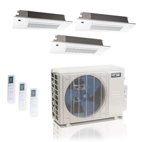 18,000 BTU 25.1 SEER2 ACiQ Standard 3-Zone Slim Ceiling Cassette Mini Split System | R454B | 230v - 6+6+6 - ES-18Z-M3C / SCC-06-HH-MB-3  Mini Split Systems Direct