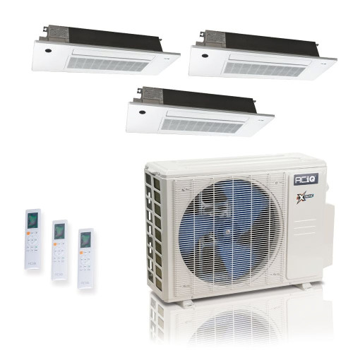 18,000 BTU 25 SEER2 ACiQ Extreme 3-Zone Slim Ceiling Cassette Mini Split System | R454B | 230v - 6+6+9 - ACiQ-18Z-HH-M3C / SCC-06-HH-MB-2 / SCC-09-HH-MB  Mini Split Systems Direct