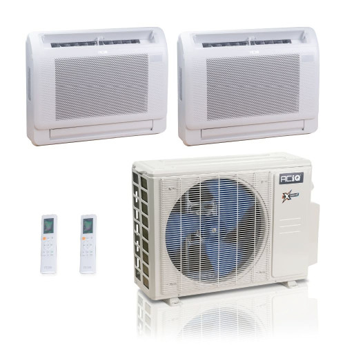 18,000 BTU ACiQ Extreme 25 SEER2 Dual Zone Floor Mount Mini Split Heat Pump System - R454B | 230V - 9 + 12 - ACiQ-18Z-HH-M3C / ACIQ-09FM-HH-MD / ACIQ-12FM-HH-MD  Mini Split Systems Direct