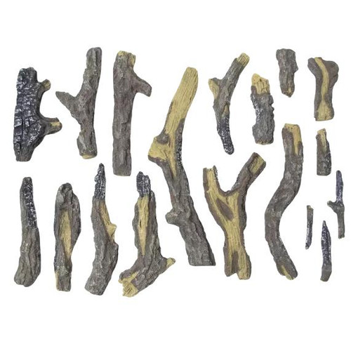 Amantii Oak 18 Piece Deluxe Media Kit Includes: 18 Logs, Stones, Pebbles & Embers - DESIGN-MEDIA-OAK-18PCE  Mini Split Systems Direct