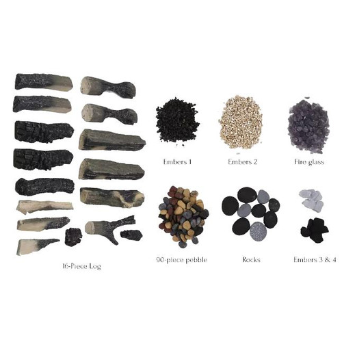 Amantii Split Log 16 Piece Deluxe Media Set – Includes 16 logs, stones, pebbles, and embers - DESIGN-MEDIA-SPLITLOG-16PCE  Mini Split Systems Direct